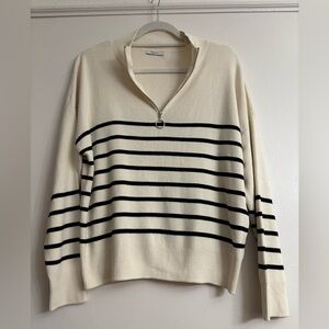 🦓 Striped Cream & Black Women's Sweater